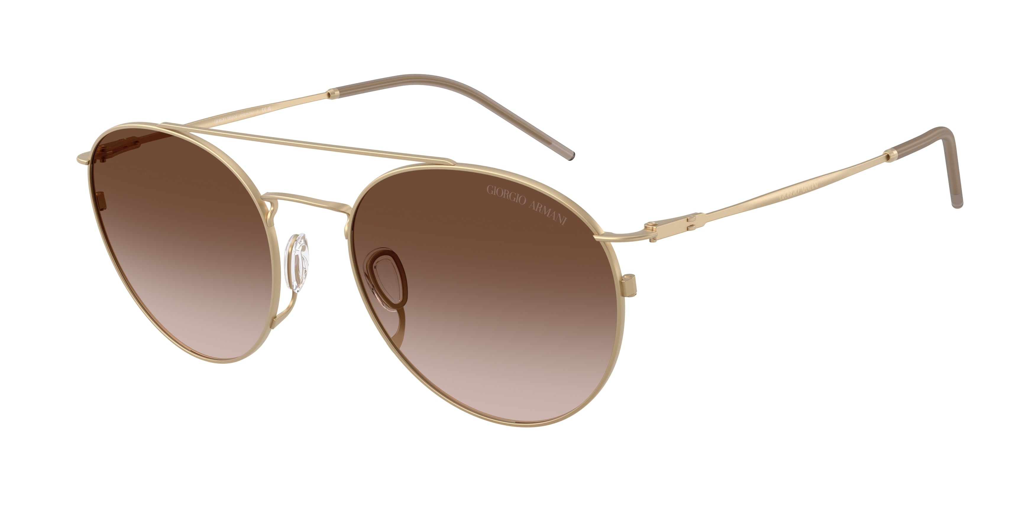 GIORGIO ARMANI 0AR6183 MATTE PALE GOLD round sunglasses by GIORGIO