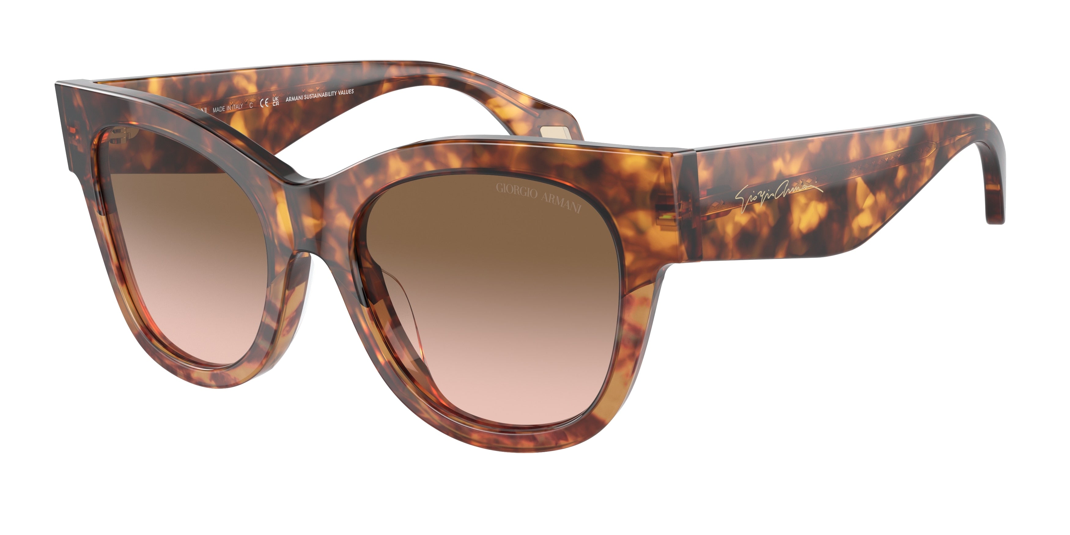 GIORGIO ARMANI 0AR8195U RED HAVANA/ORANGE HAVANA square sunglasses by GIORGIO