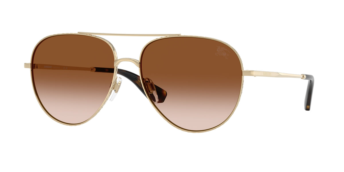 BURBERRY 0BE3172 LIGHT GOLD pilot sunglasses by BURBERRY