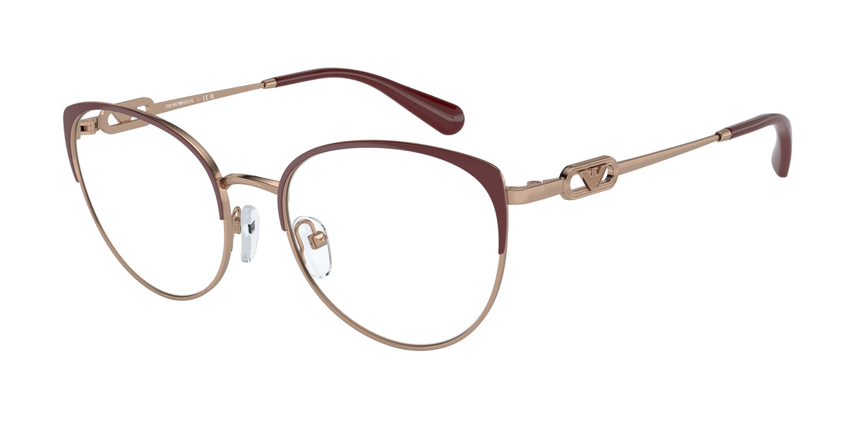 EMPORIO ARMANI 0EA1150 SHINY ROSE GOLD/BORDEAUX cat eye glasses by EMPORIO