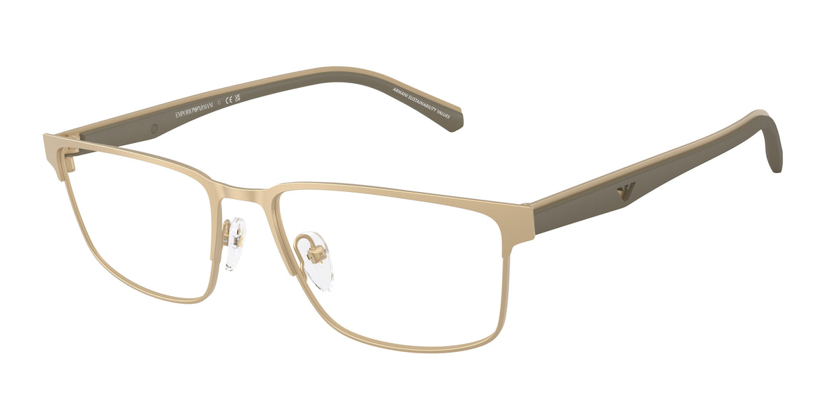 EMPORIO ARMANI 0EA1175 MATTE PALE GOLD rectangle glasses by EMPORIO
