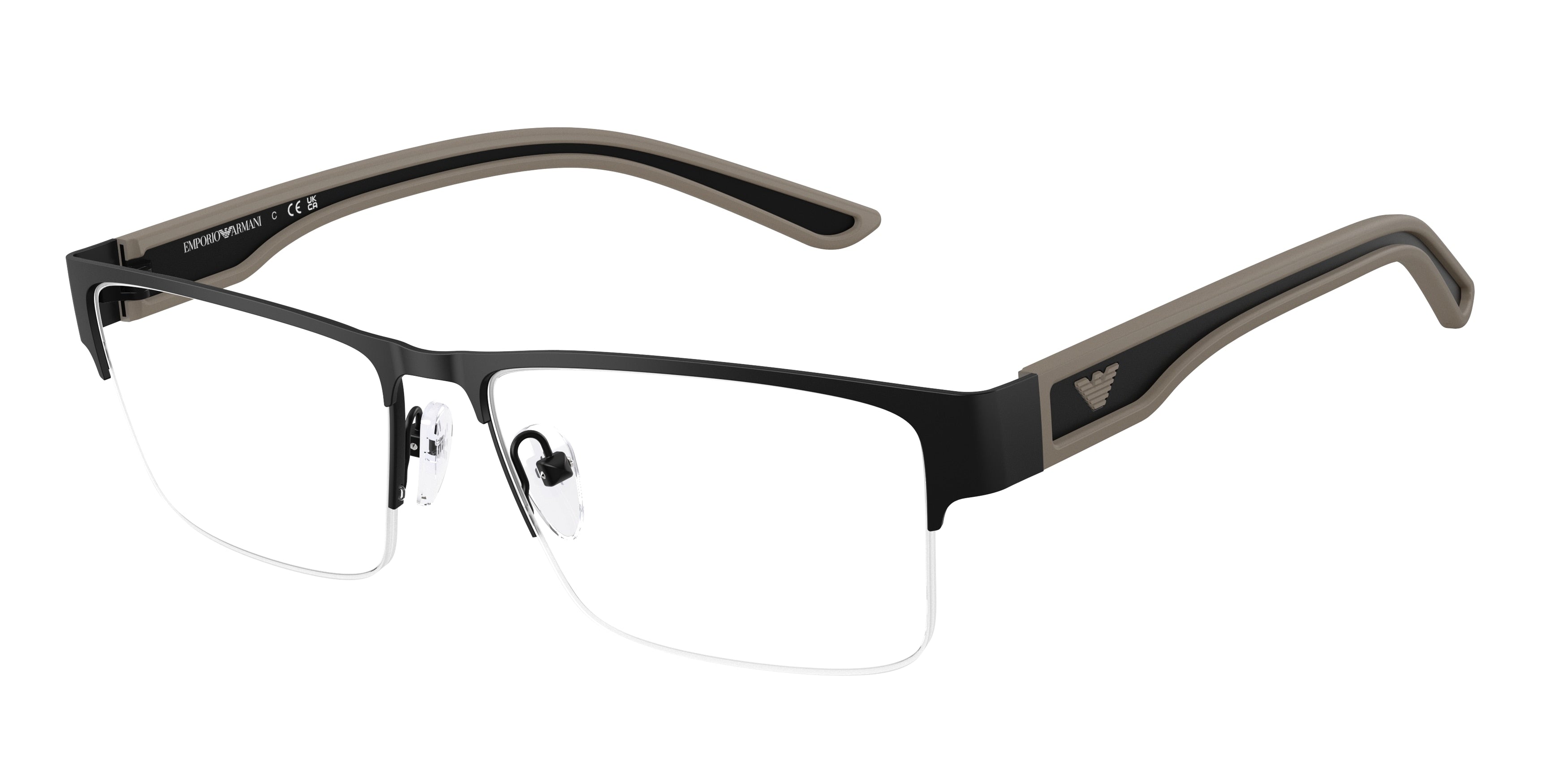 EMPORIO ARMANI 0EA1182 RUBBERIZED MATTE BLACK rectangle glasses by EMPORIO