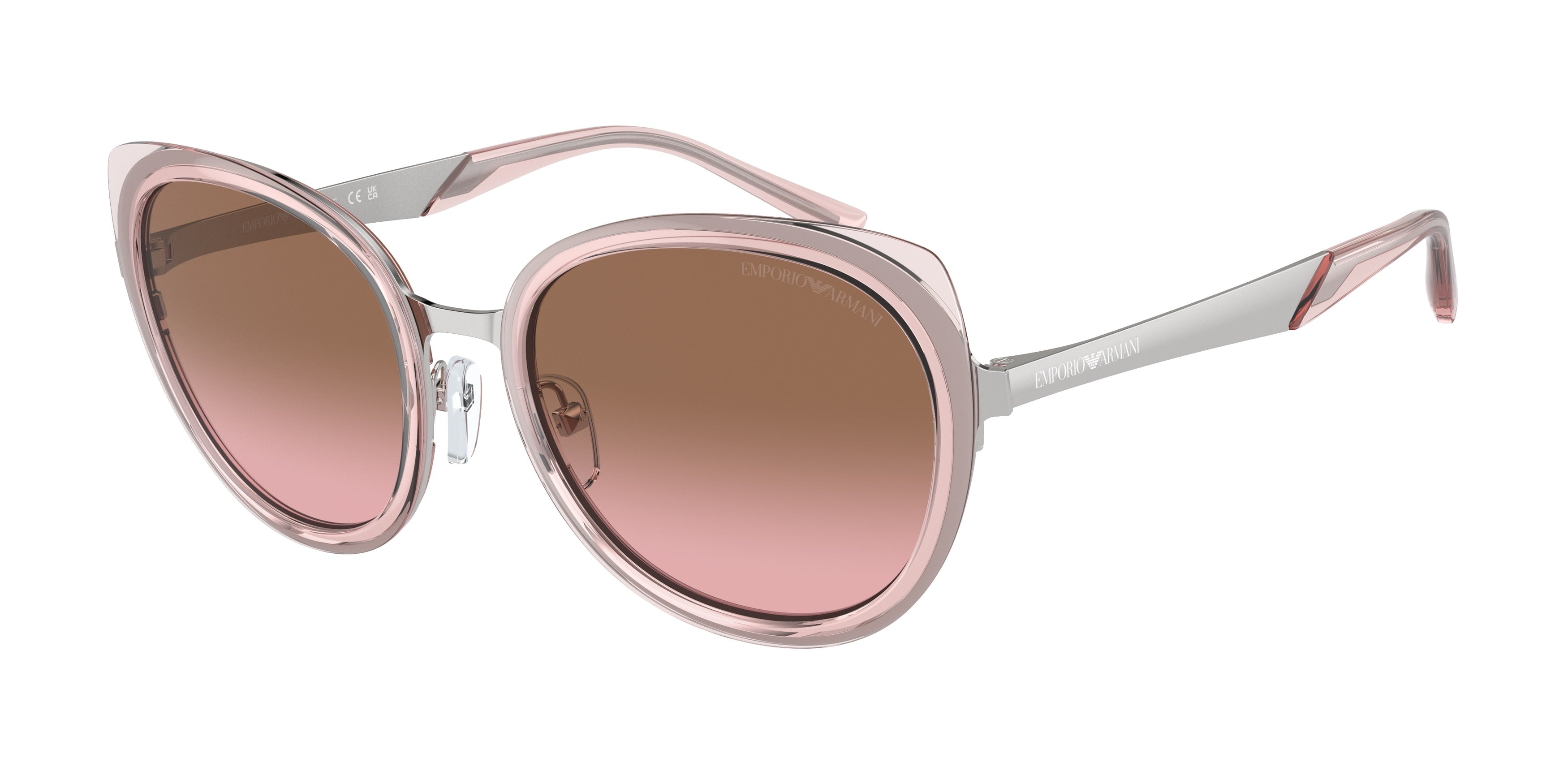 EMPORIO ARMANI 0EA2146 SHINY SILVER round sunglasses by EMPORIO