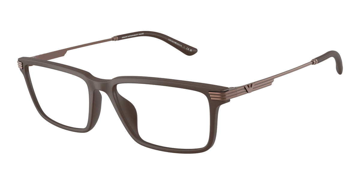 EMPORIO ARMANI 0EA3268U MATTE BROWN rectangle glasses by EMPORIO