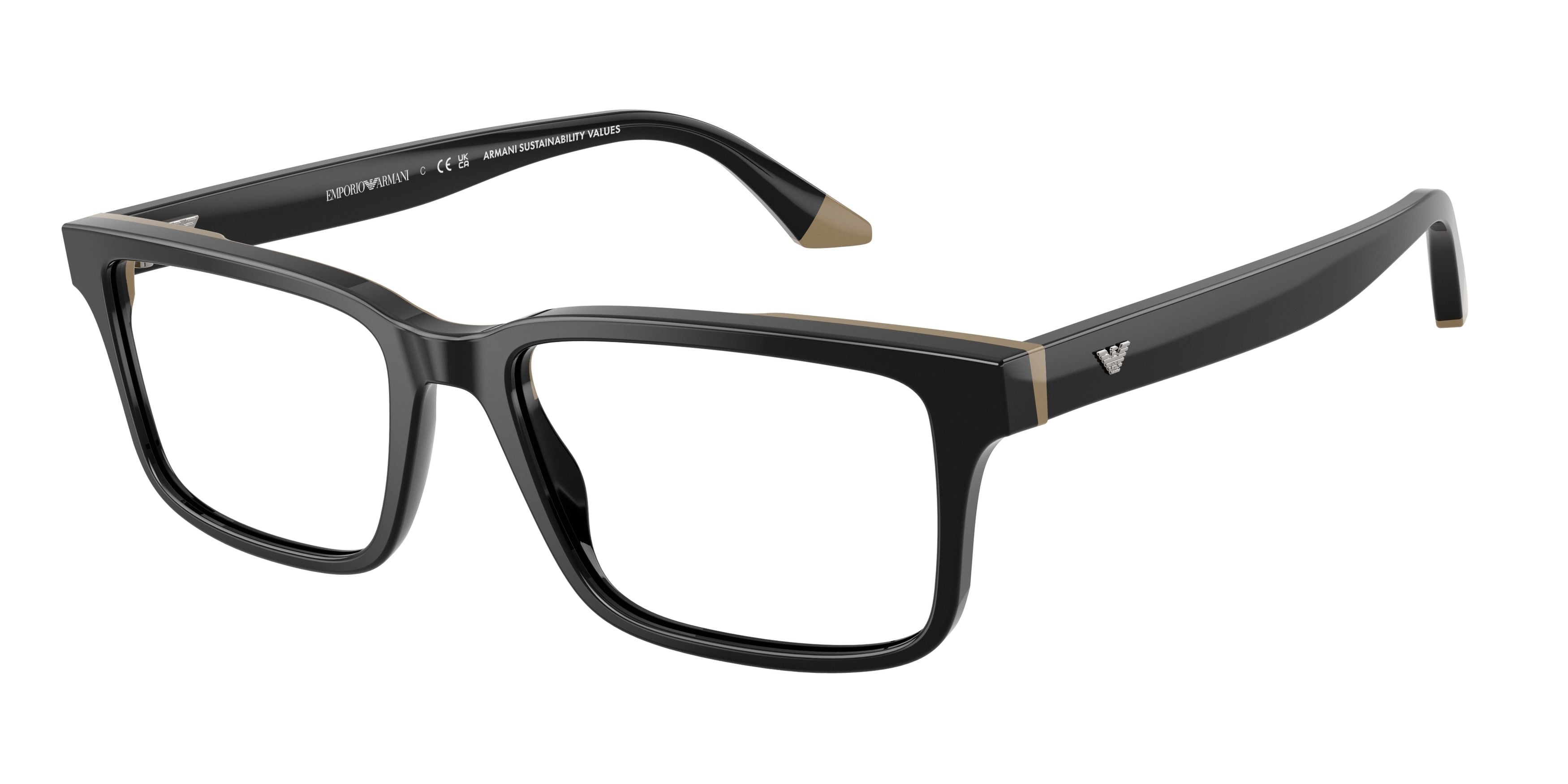 EMPORIO ARMANI 0EA3269 BLACK/BEIGE rectangle glasses by EMPORIO