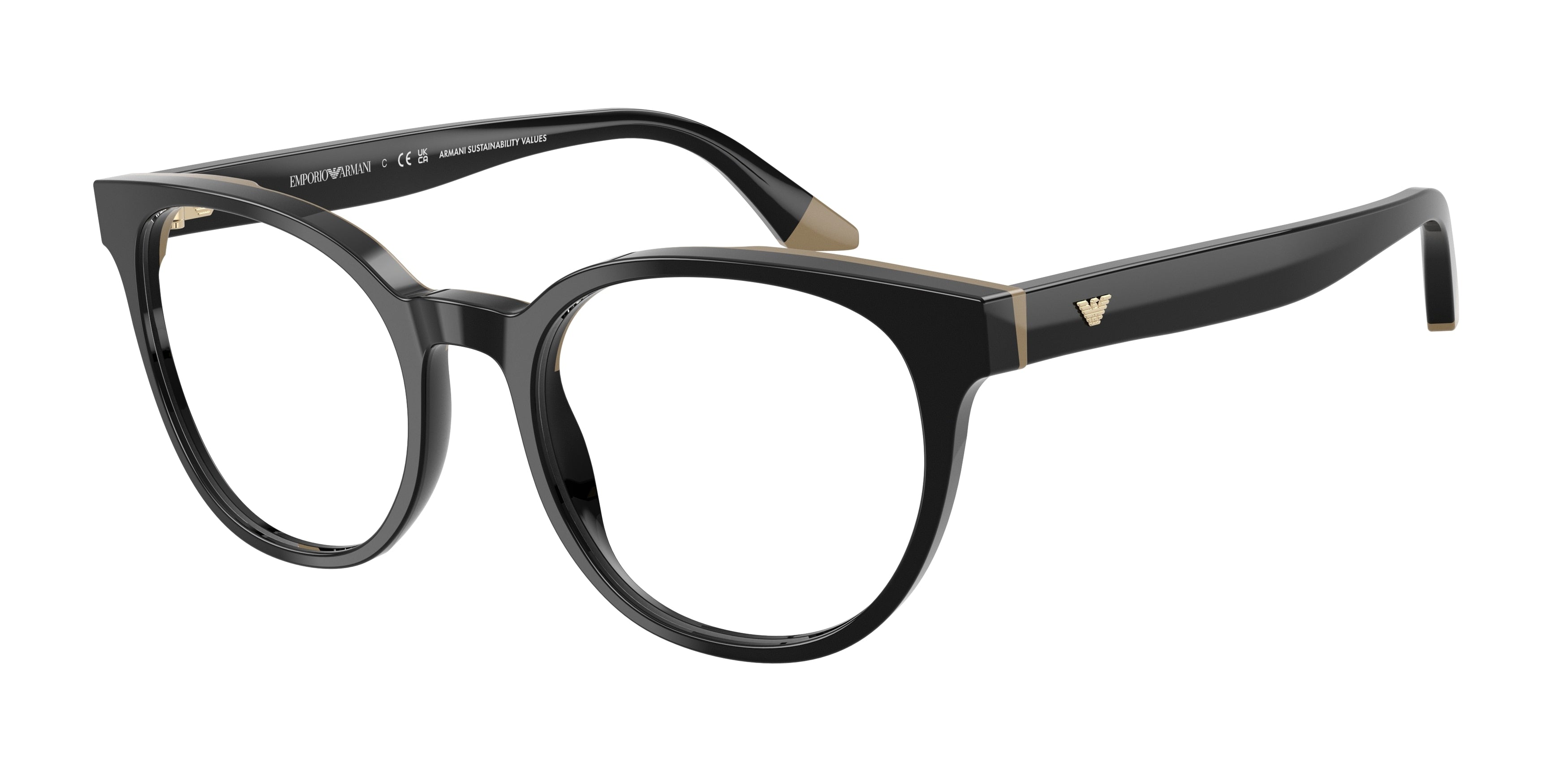 EMPORIO ARMANI 0EA3274 BLACK/BEIGE round glasses by EMPORIO