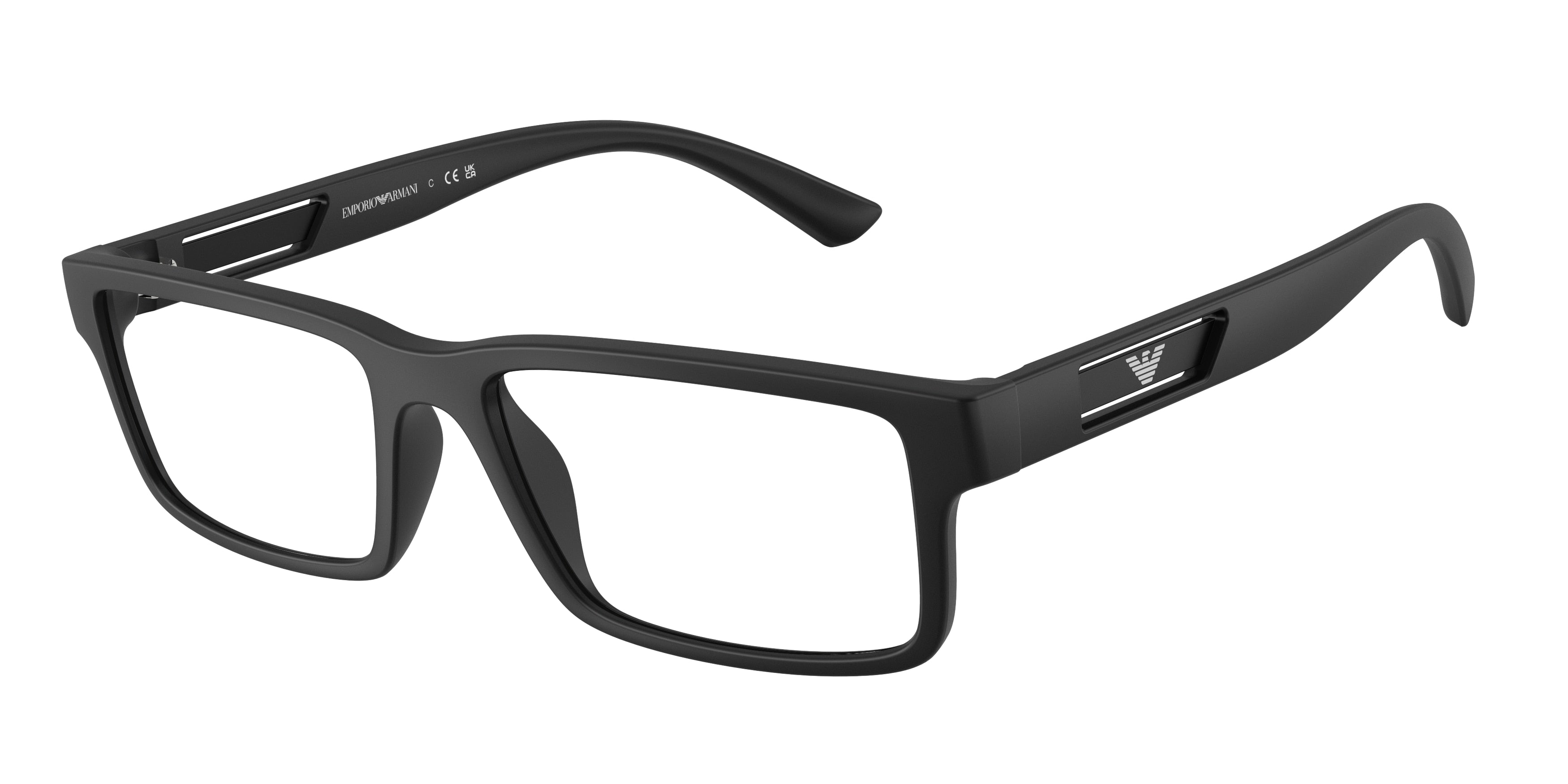 EMPORIO ARMANI 0EA3278 MATTE BLACK rectangle glasses by EMPORIO