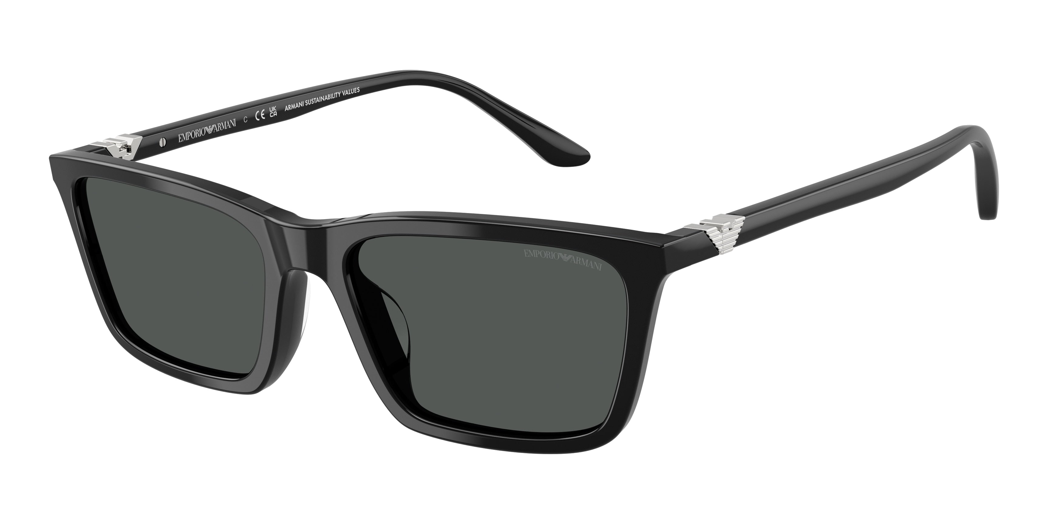 EMPORIO ARMANI 0EA4239U SHINY BLACK rectangle sunglasses by EMPORIO