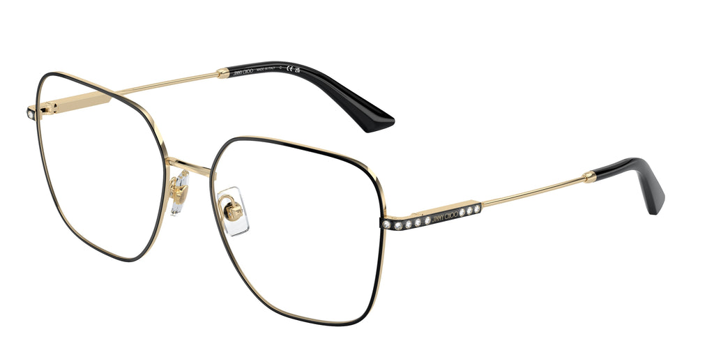 Jimmy Choo 0JC2001B PALE GOLD/BLACK square glasses by Jimmy