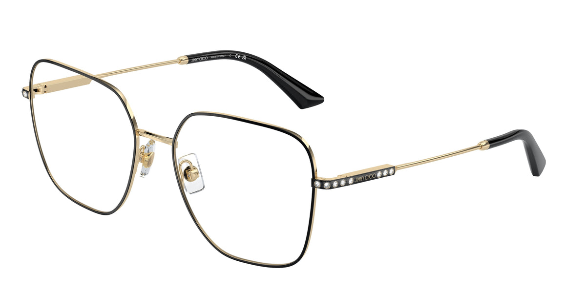 Jimmy Choo 0JC2001B PALE GOLD/BLACK square glasses by Jimmy