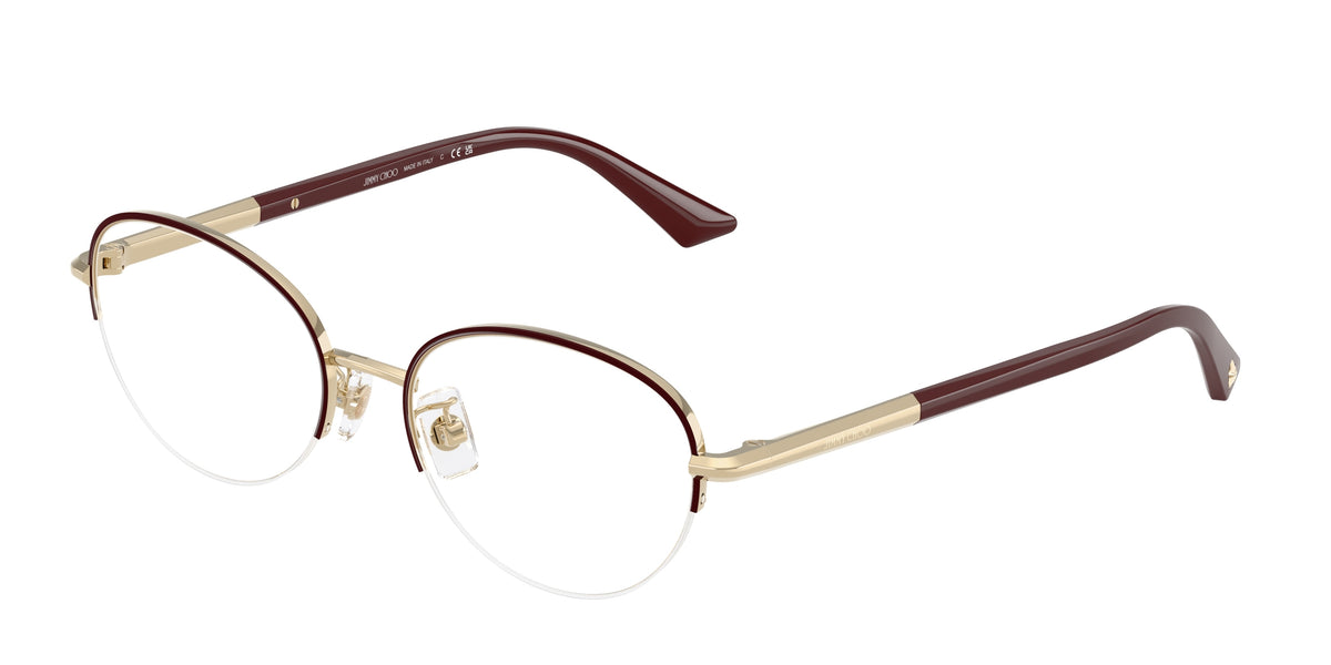 Jimmy Choo 0JC2014D PALE GOLD/CRANBERRY oval glasses by Jimmy