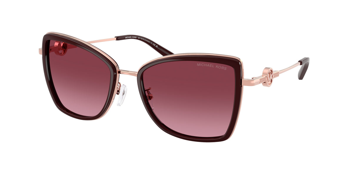 MICHAEL KORS 0MK1067B ROSE GOLD/CORDOVAN butterfly sunglasses by MICHAEL