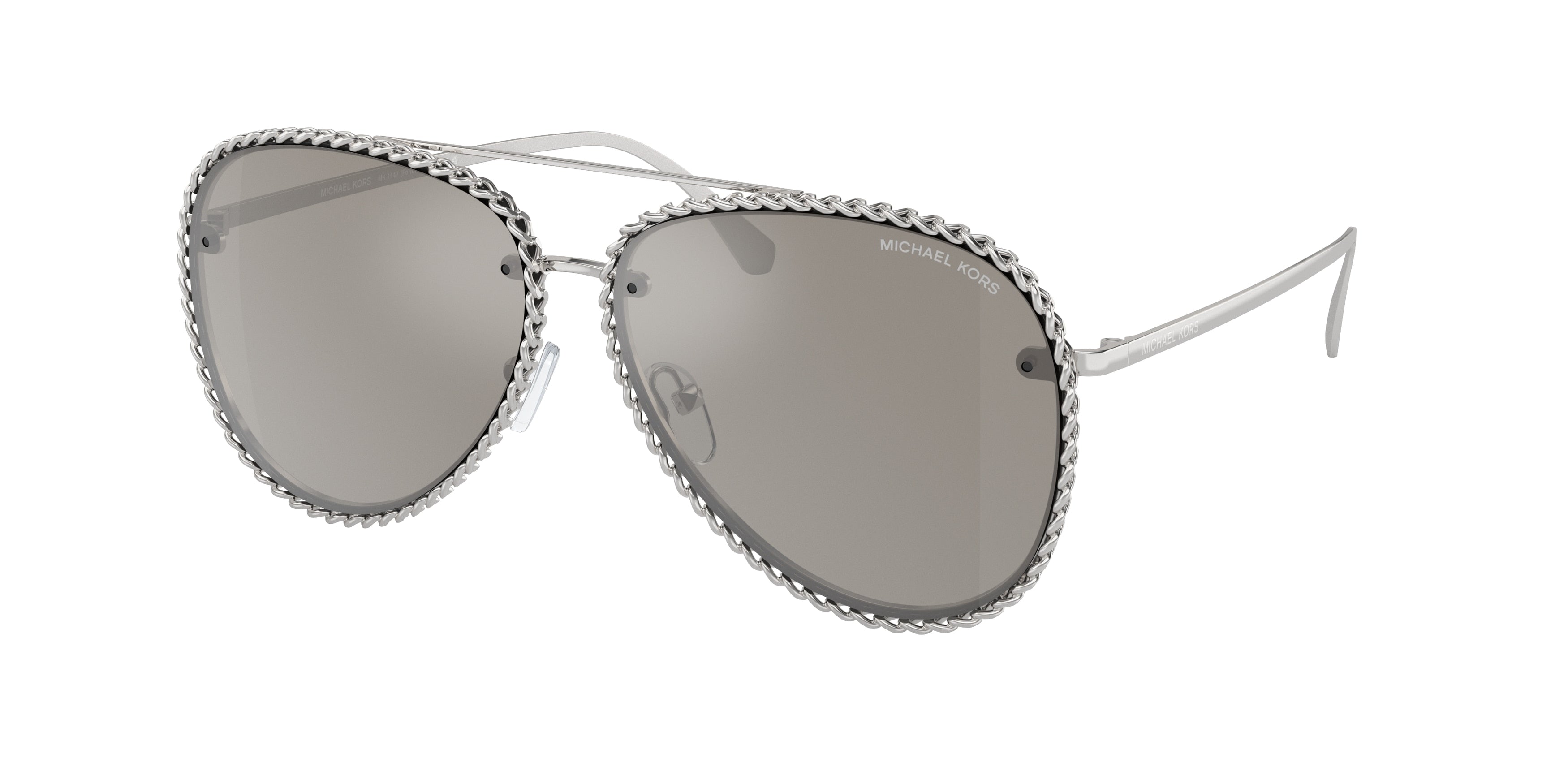 MICHAEL KORS 0MK1147 SHINY SILVER pilot sunglasses by MICHAEL