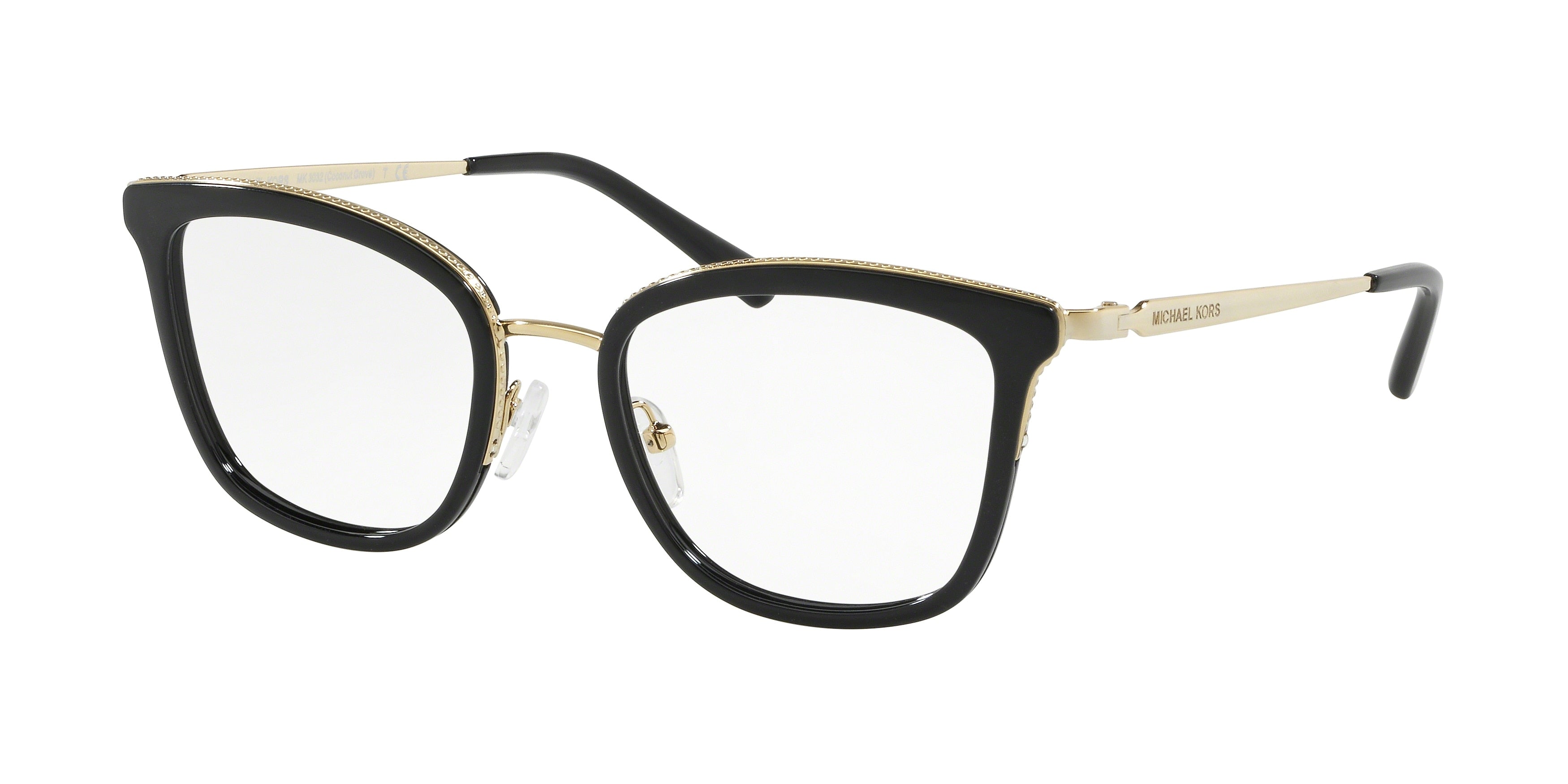 MICHAEL KORS 0MK3032 LIGHT GOLD/BLACK square glasses by MICHAEL