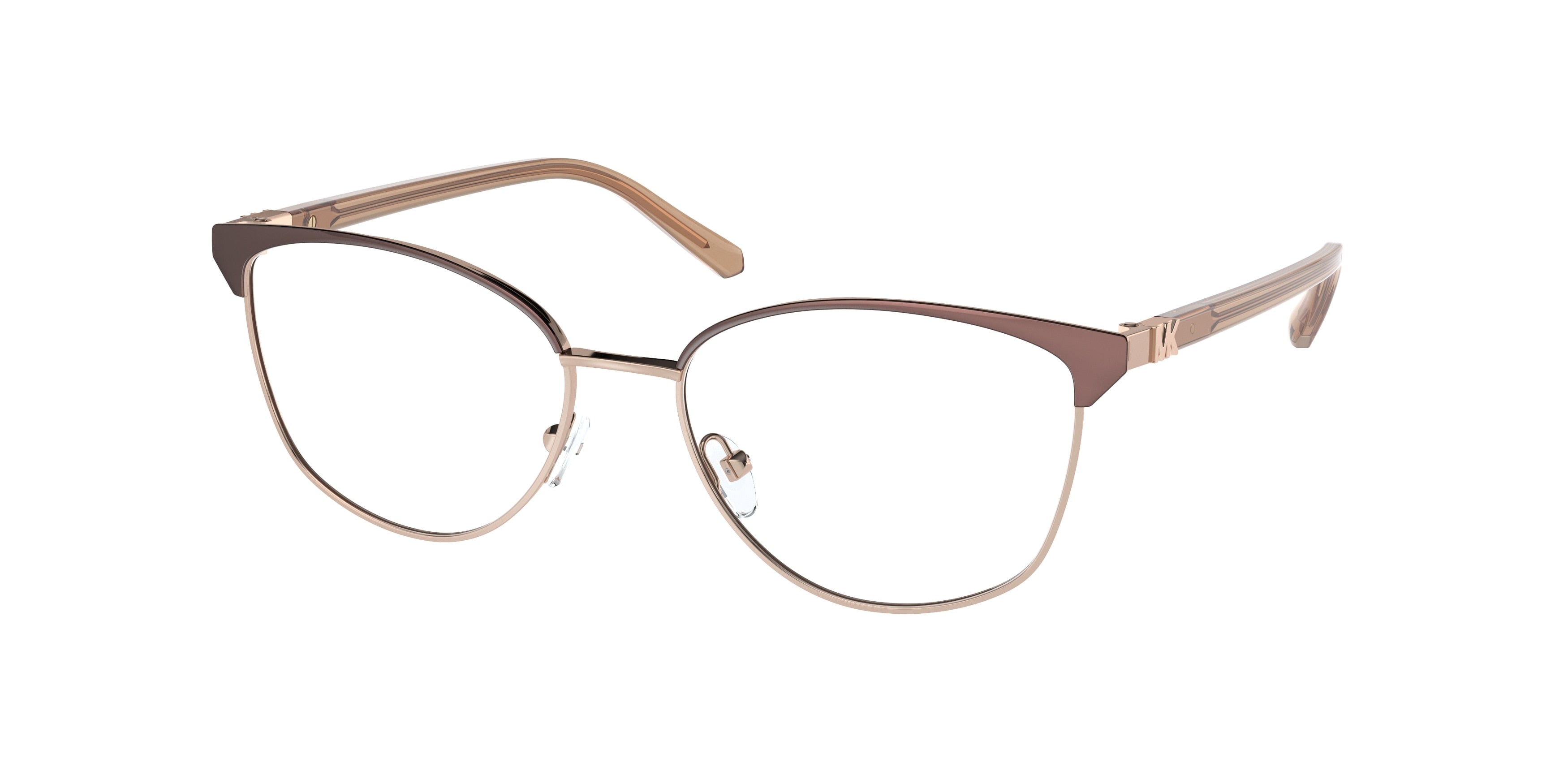 MICHAEL KORS 0MK3053 SATIN BROWN/ROSE GOLD cat eye glasses by MICHAEL