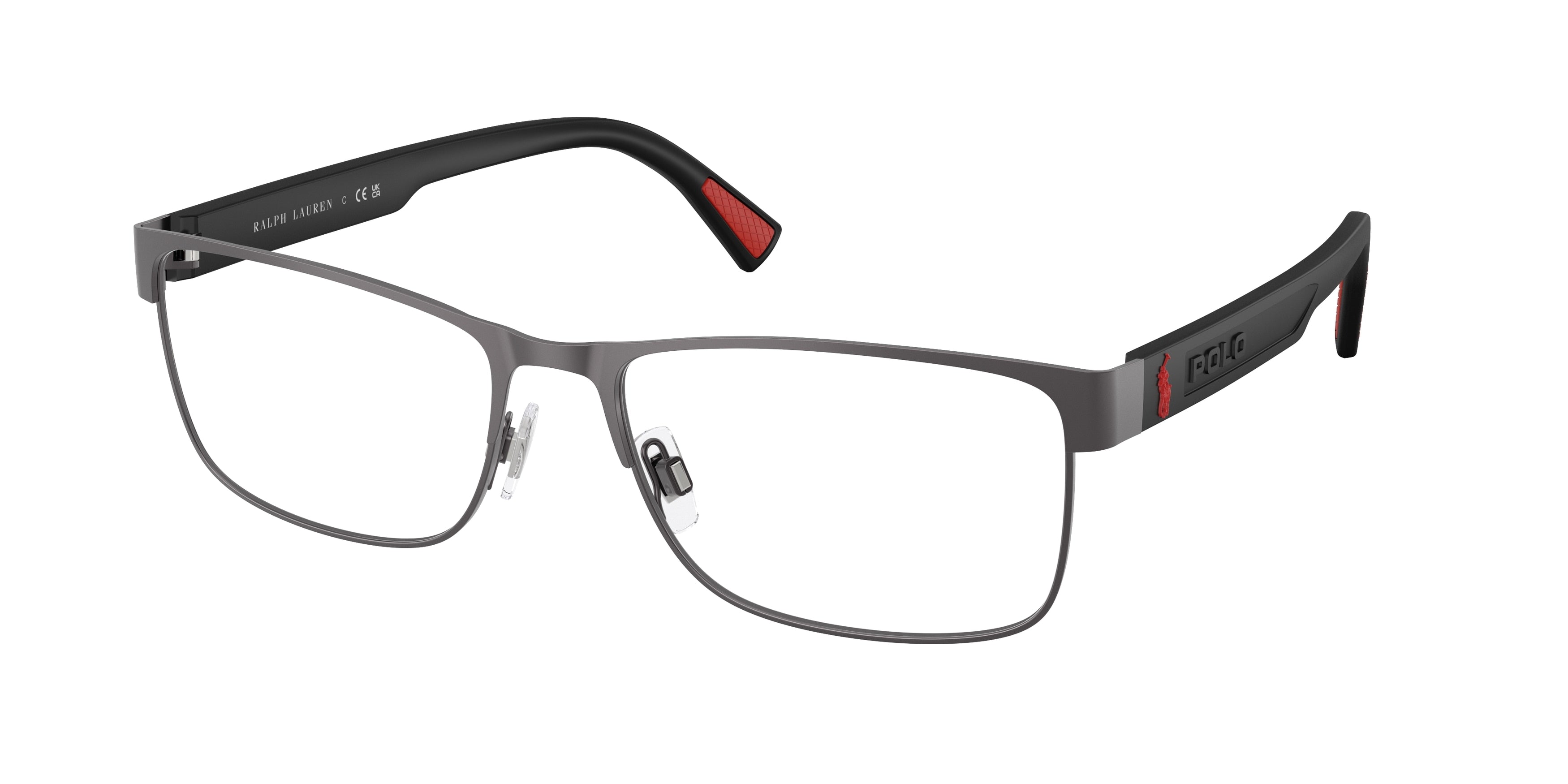 POLO 0PH1244 SEMISHINY DARK GUNMETAL rectangle glasses by POLO