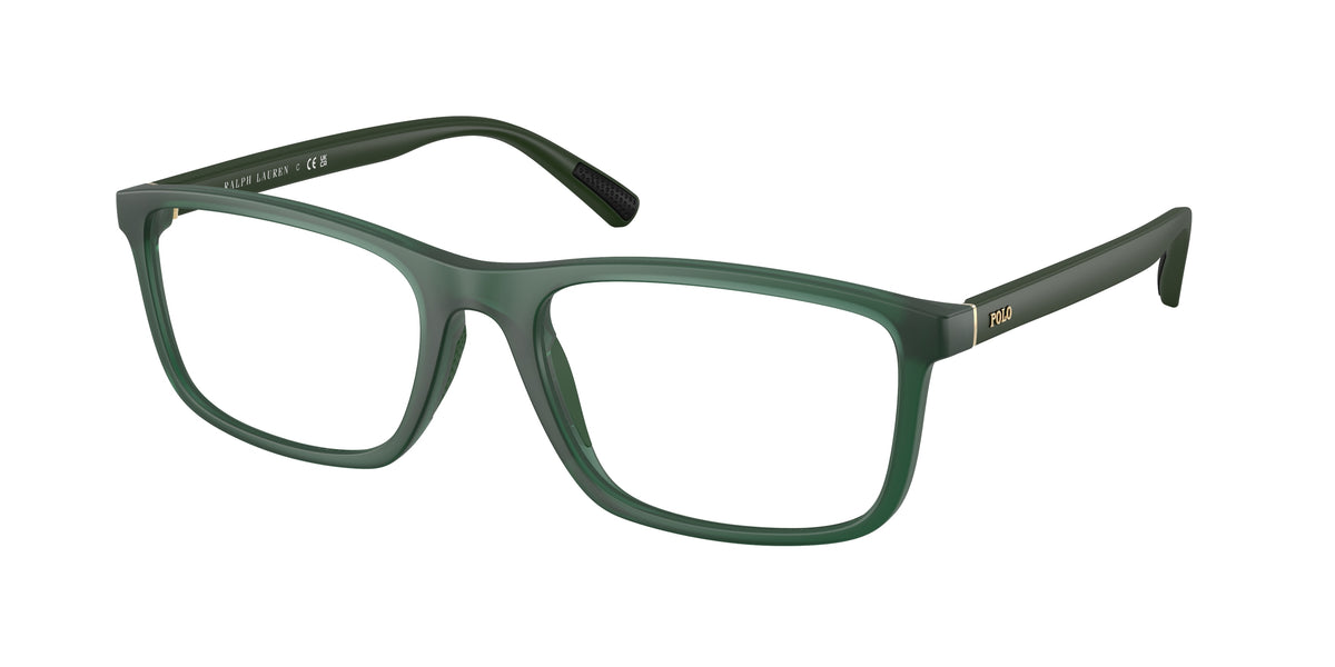 POLO 0PH2291U MATTE TRANSPARENT DARK GREEN rectangle glasses by POLO