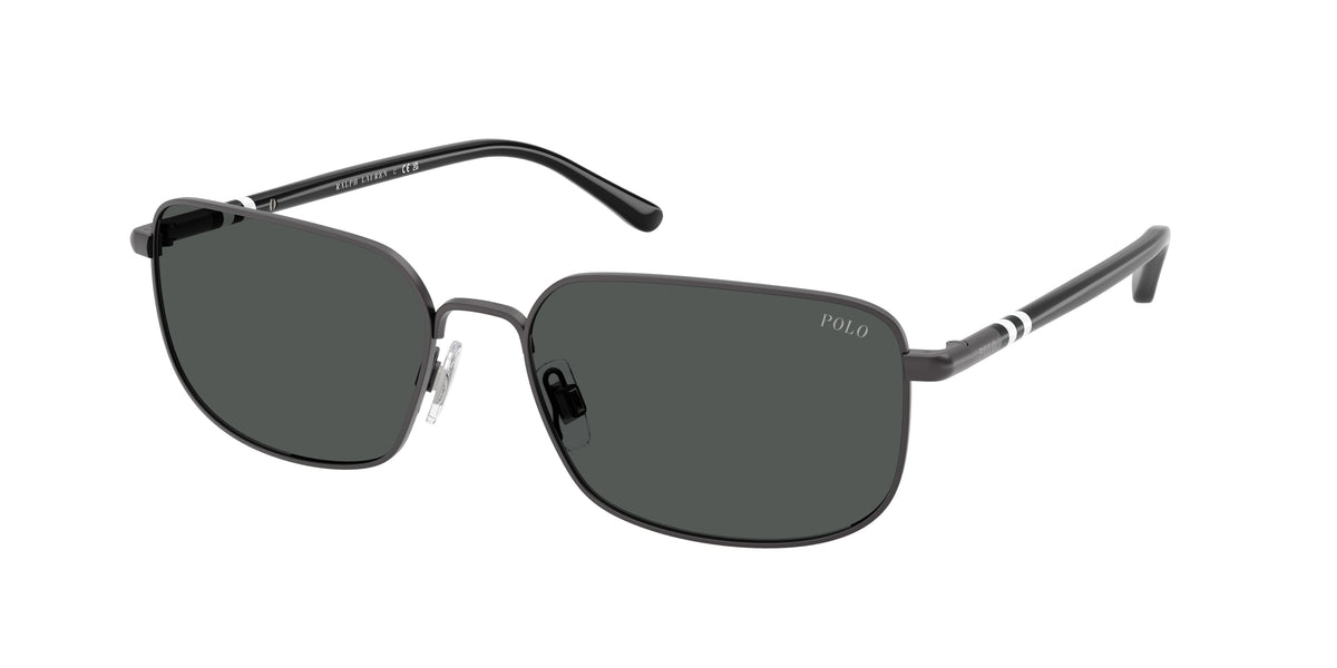 POLO 0PH3159 SEMISHINY DARK GUNMETAL rectangle sunglasses by POLO