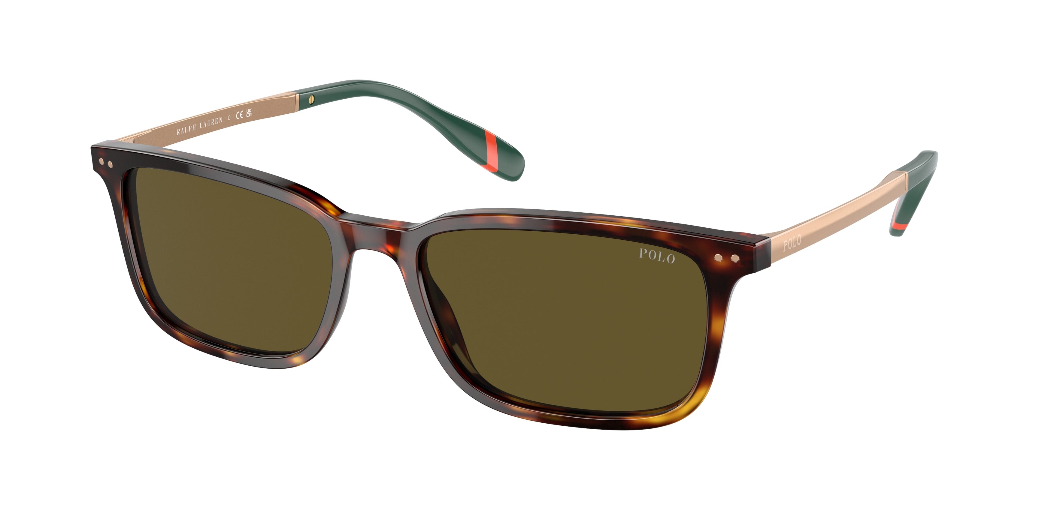 POLO 0PH4212 SHINY BROWN TORTOISE rectangle sunglasses by POLO