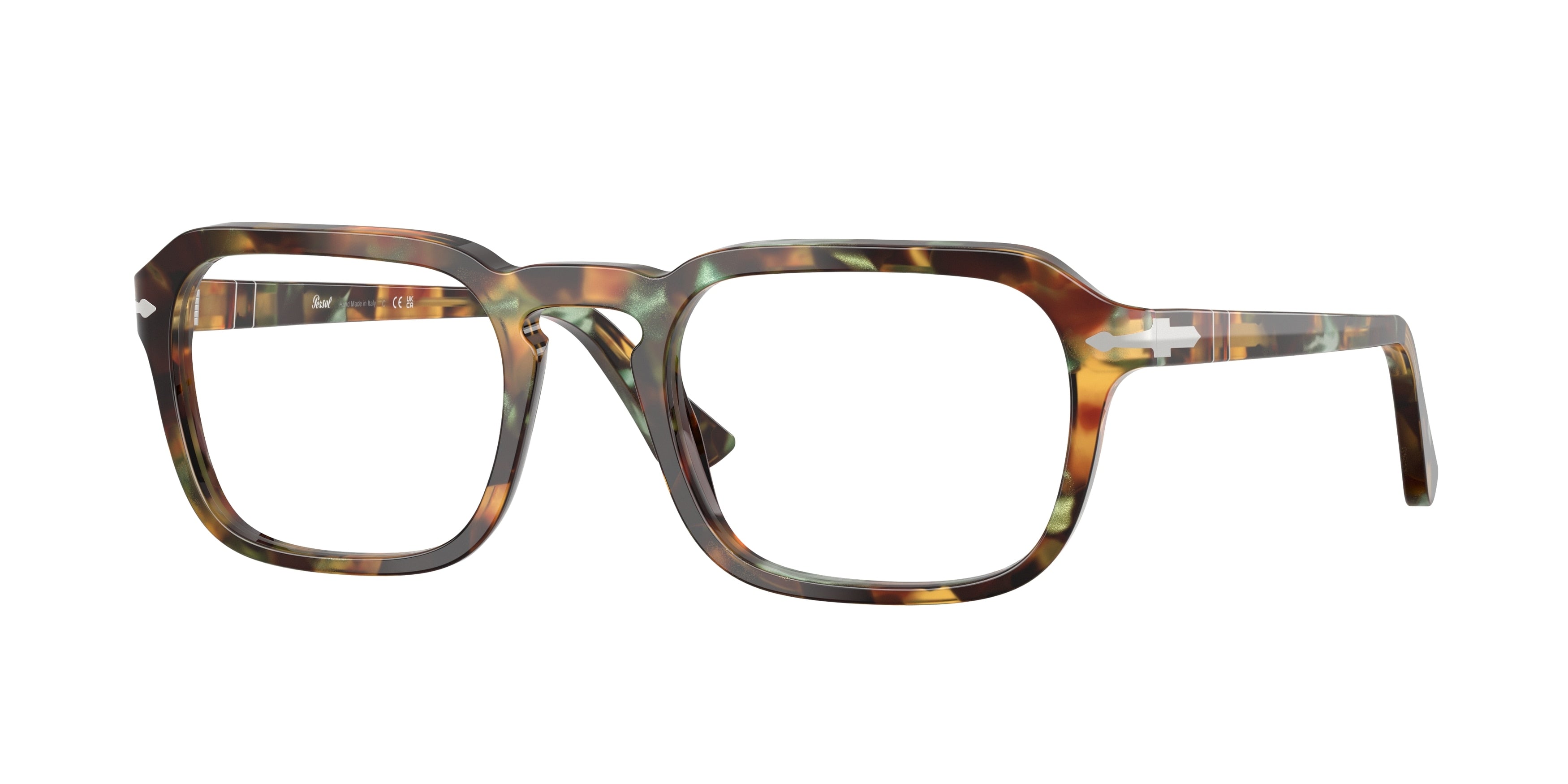 PERSOL 0PO3390V TORTOISE BROWN & PEARL GREEN square glasses by PERSOL