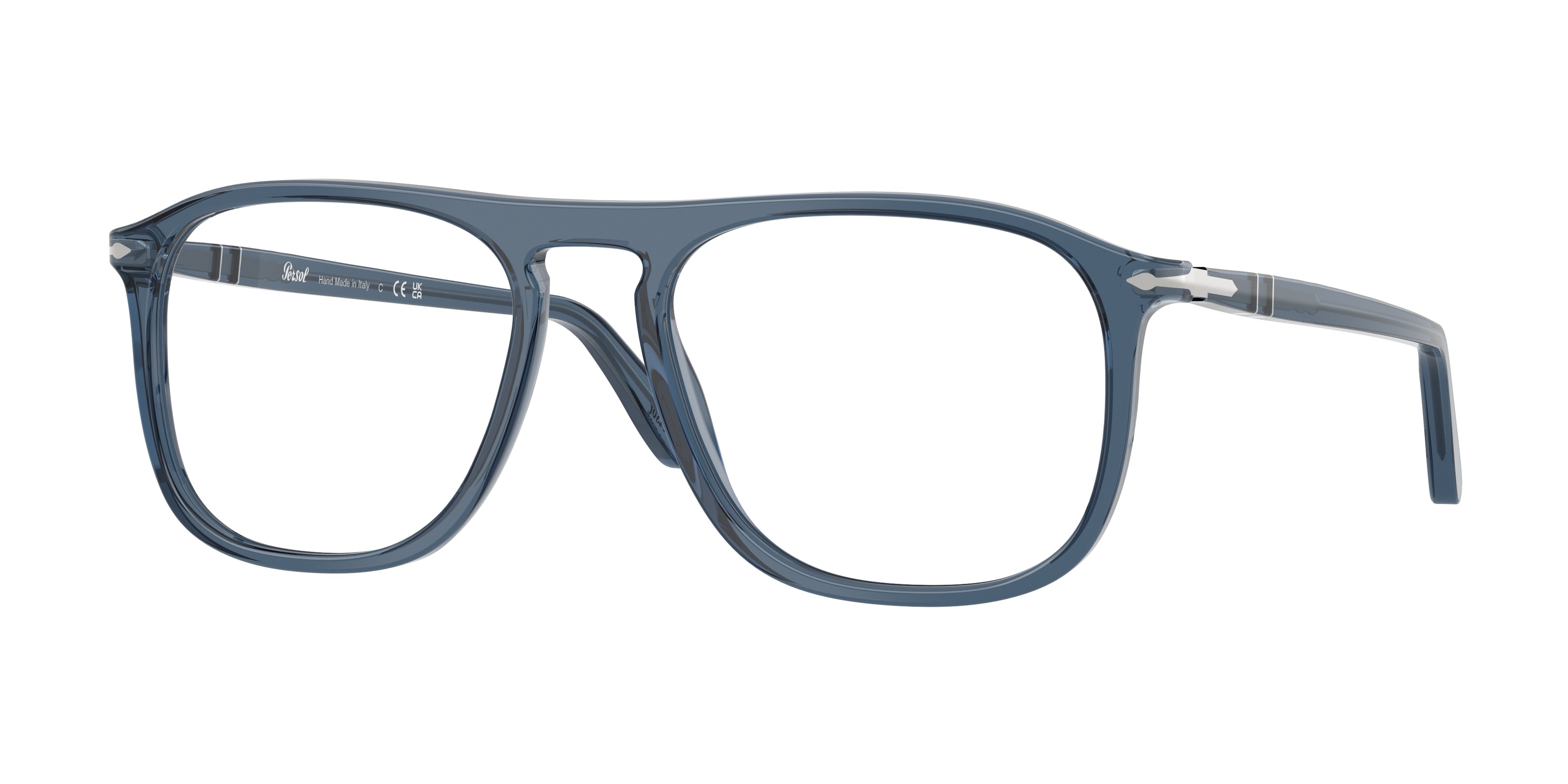 PERSOL 0PO3392V TRANSPARENT DENIM BLUE square glasses by PERSOL