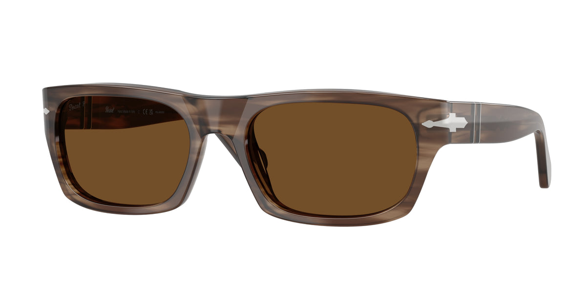 PERSOL 0PO3398S STRIPED BROWN rectangle sunglasses by PERSOL