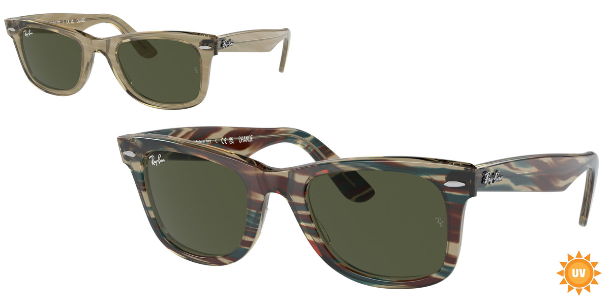 RAY-BAN 0RB2140 PHOTO STRIPED GREY square sunglasses by RAY-BAN