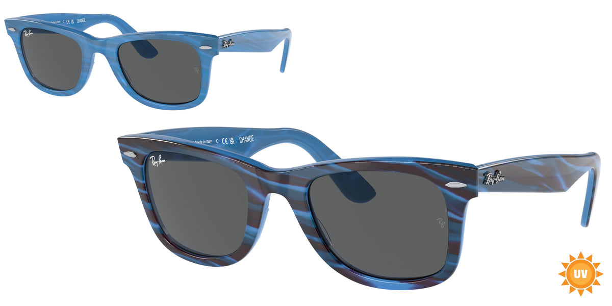 RAY-BAN 0RB2140 PHOTO STRIPED BLUE square sunglasses by RAY-BAN