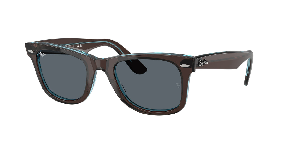 RAY-BAN 0RB2140 BROWN ON TRANSPARENT BLUE square sunglasses by RAY-BAN