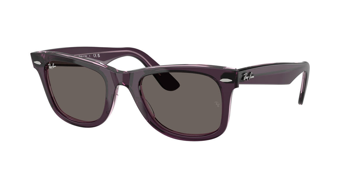 RAY-BAN 0RB2140 VIOLET ON TRANSPARENT PINK square sunglasses by RAY-BAN