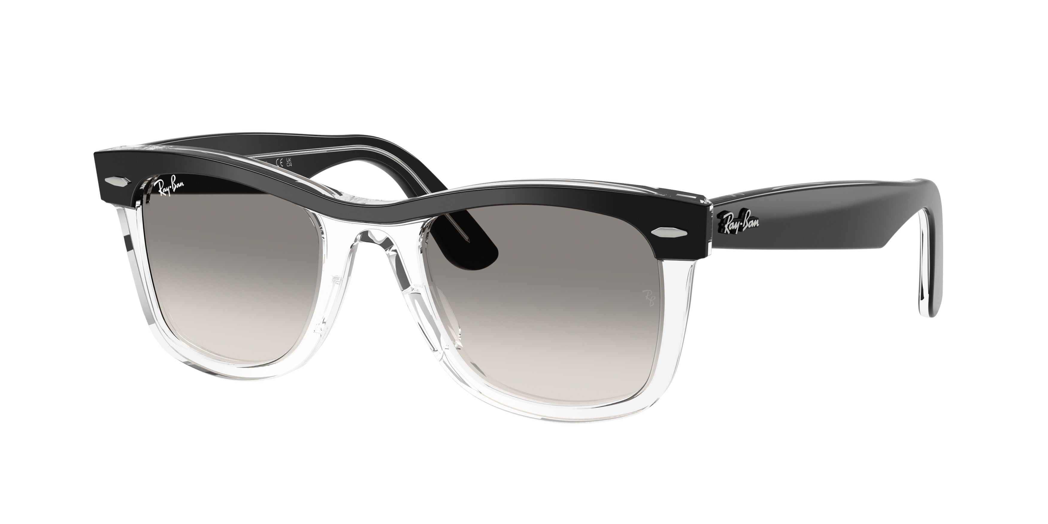 RAY-BAN 0RB2240 BLACK ON TRANSPARENT square sunglasses by RAY-BAN