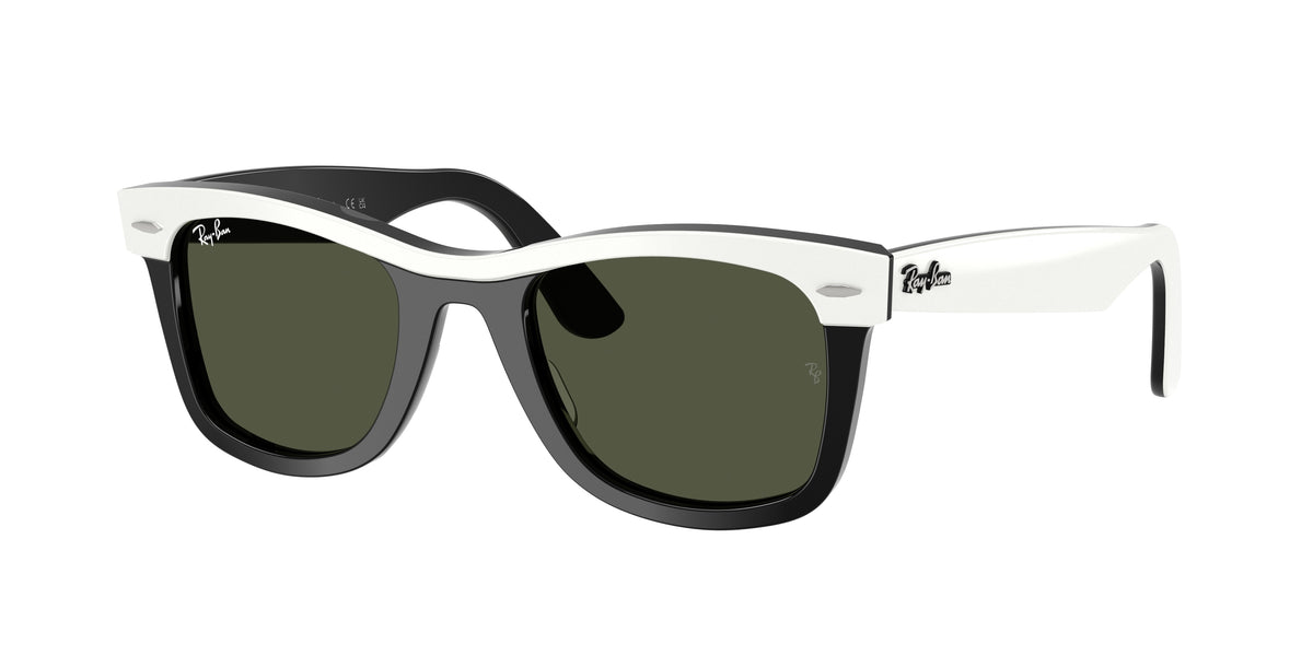 RAY-BAN 0RB2240 WHITE ON BLACK square sunglasses by RAY-BAN