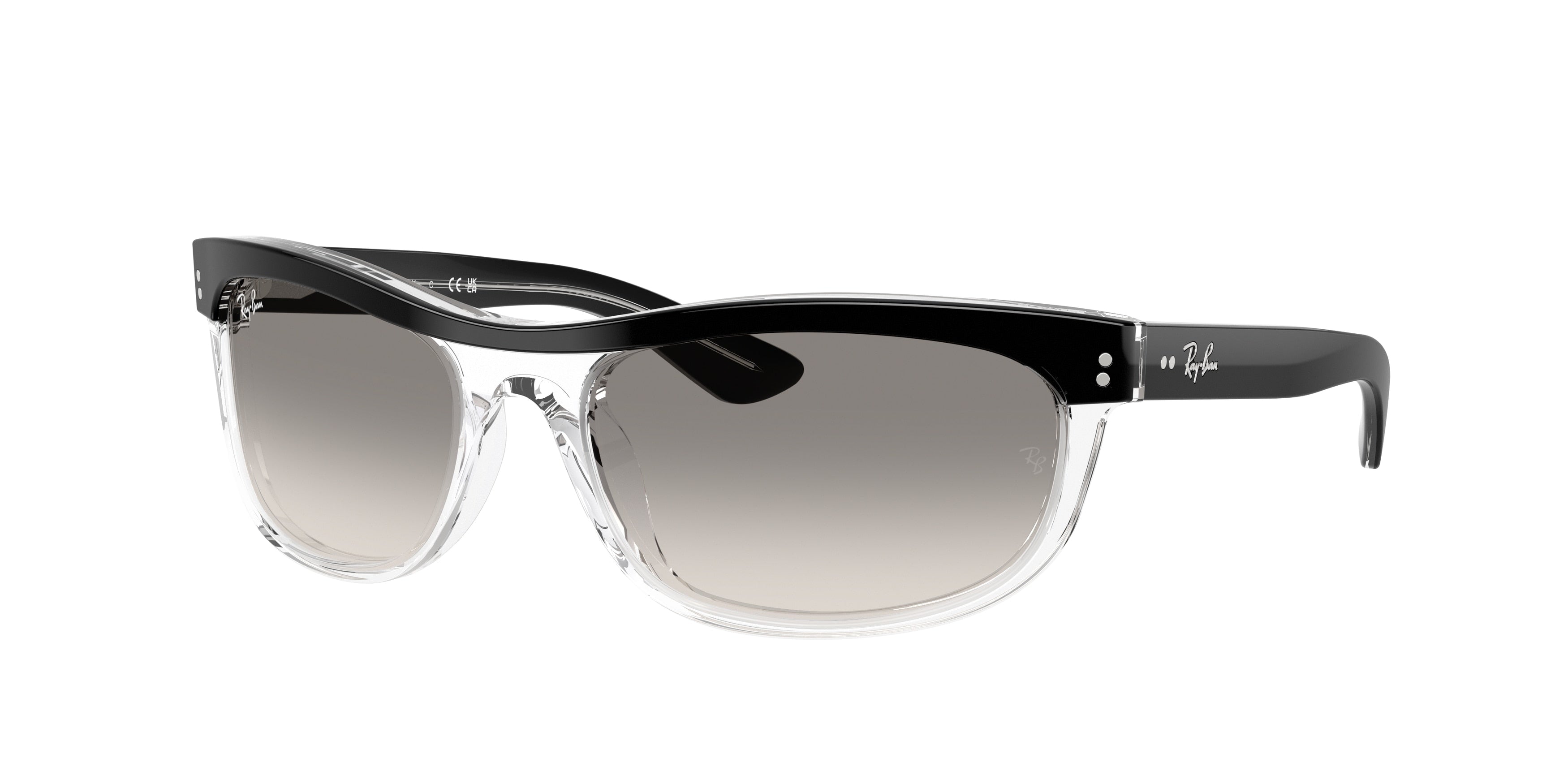RAY-BAN 0RB2489 BLACK ON TRANSPARENT rectangle sunglasses by RAY-BAN