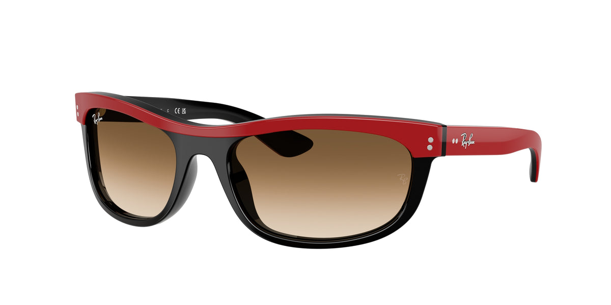 RAY-BAN 0RB2489 RED ON BLACK rectangle sunglasses by RAY-BAN