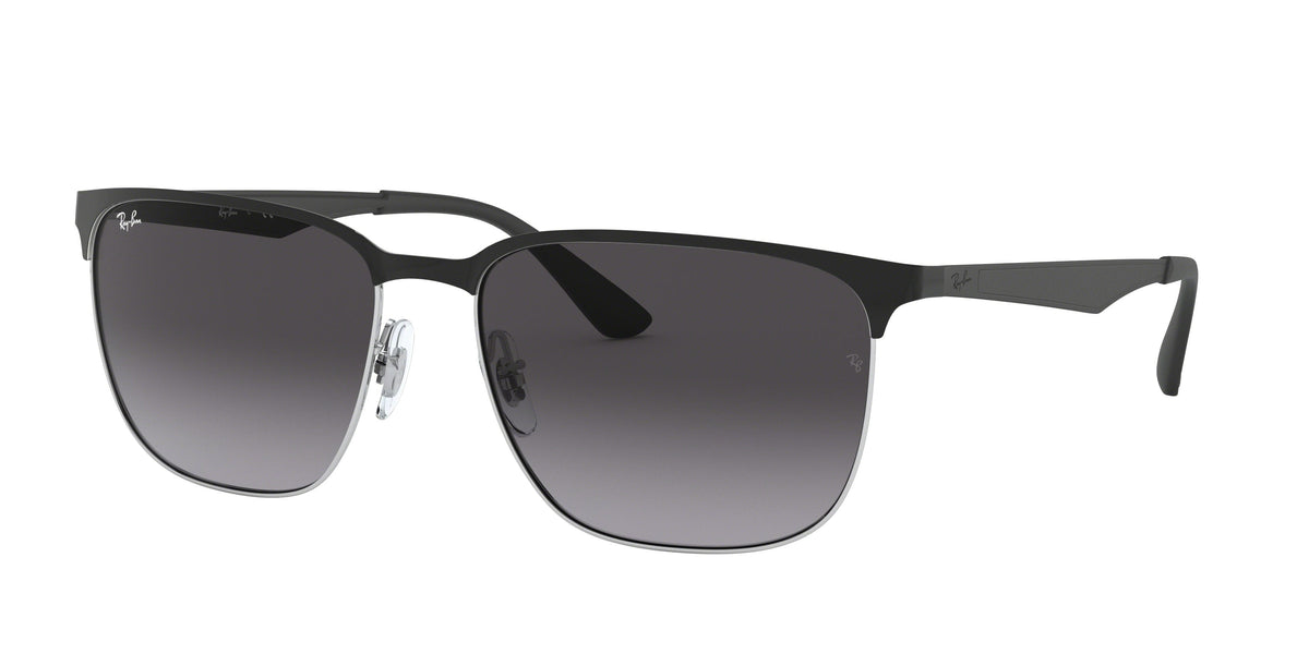 RAY-BAN 0RB3569 BLACK ON SILVER square sunglasses by RAY-BAN