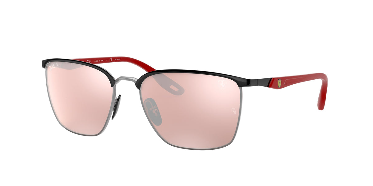 RAY-BAN 0RB3673M BLACK ON SILVER square sunglasses by RAY-BAN