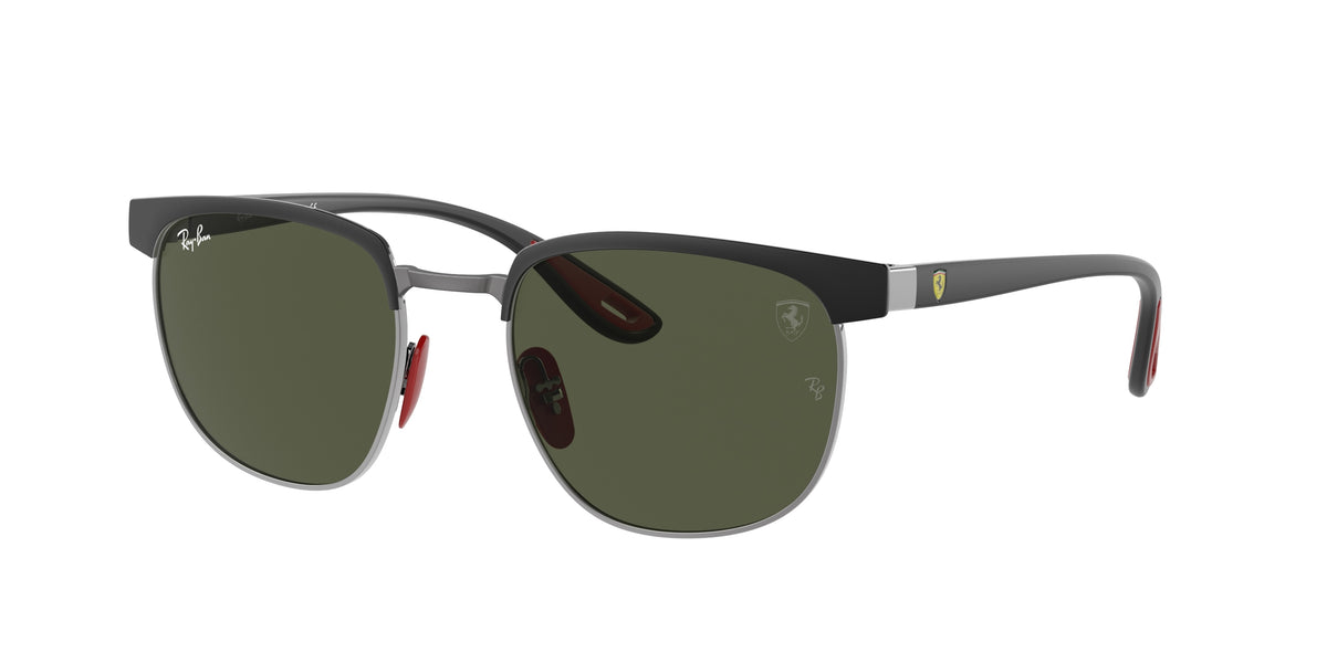 RAY-BAN 0RB3698M BLACK ON GUNMETAL square sunglasses by RAY-BAN