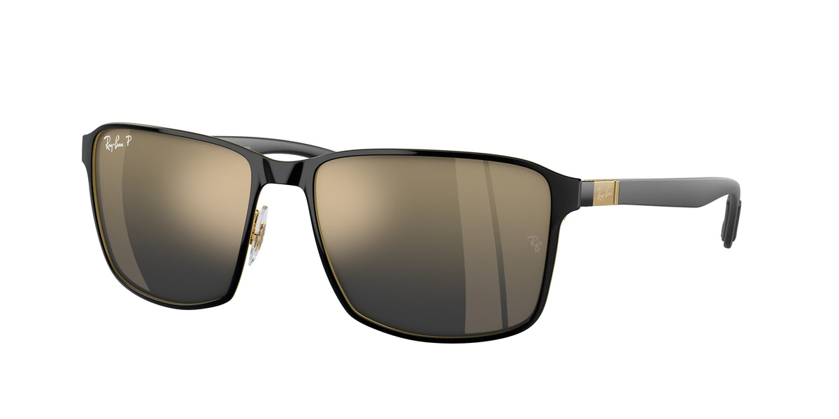 RAY-BAN 0RB3721CH BLACK ON GOLD square sunglasses by RAY-BAN