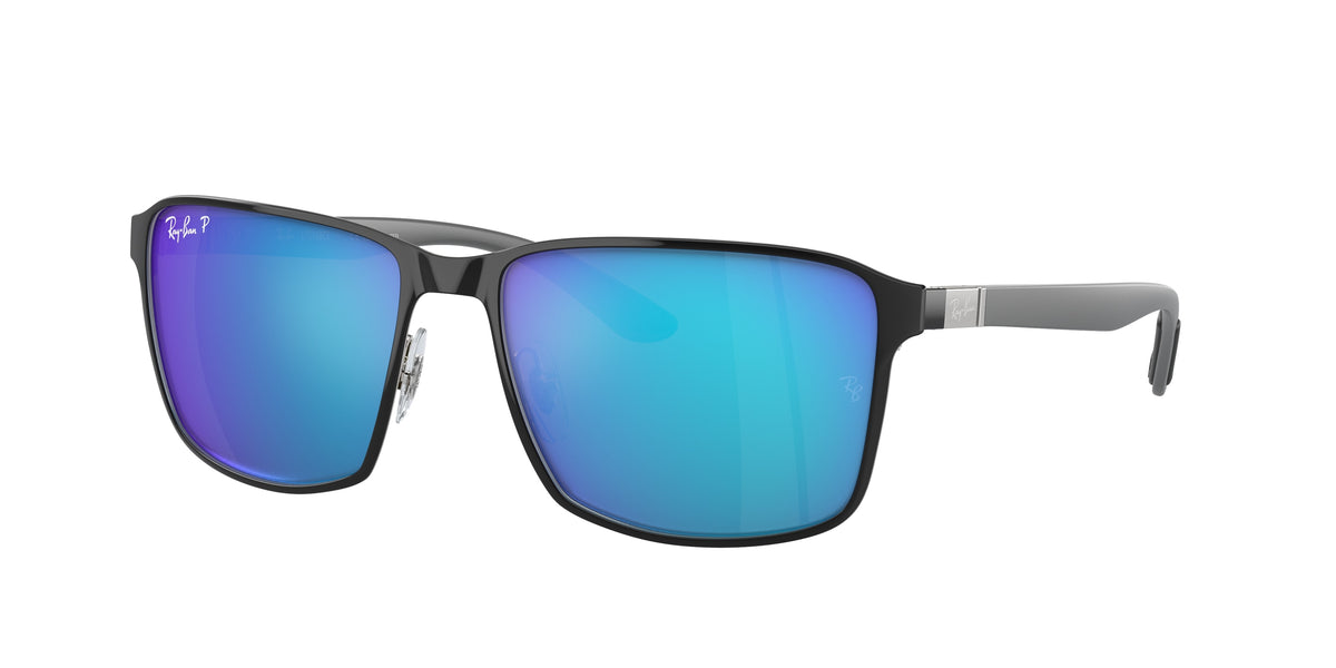 RAY-BAN 0RB3721CH BLACK ON SILVER square sunglasses by RAY-BAN