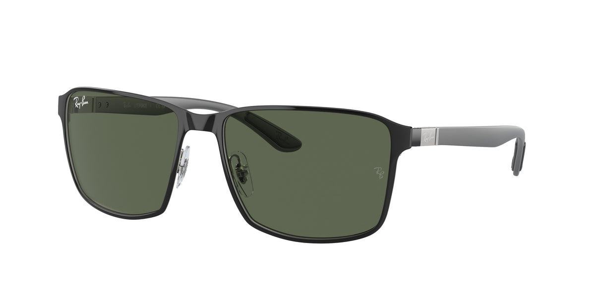 RAY-BAN 0RB3721 BLACK ON SILVER square sunglasses by RAY-BAN