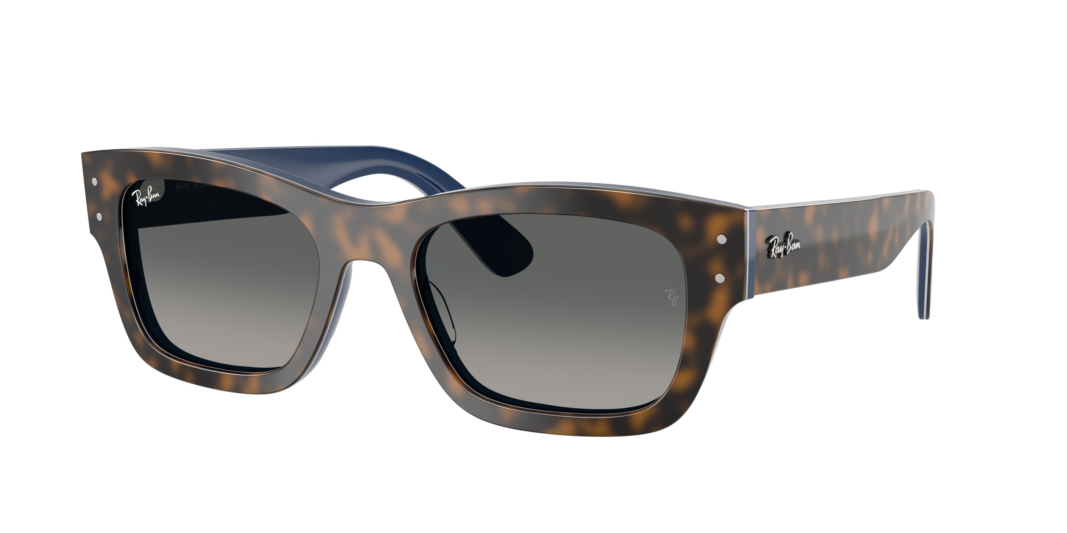 RAY-BAN 0RB7683S HAVANA GREY ON GRADIENT BLUE rectangle sunglasses by RAY-BAN