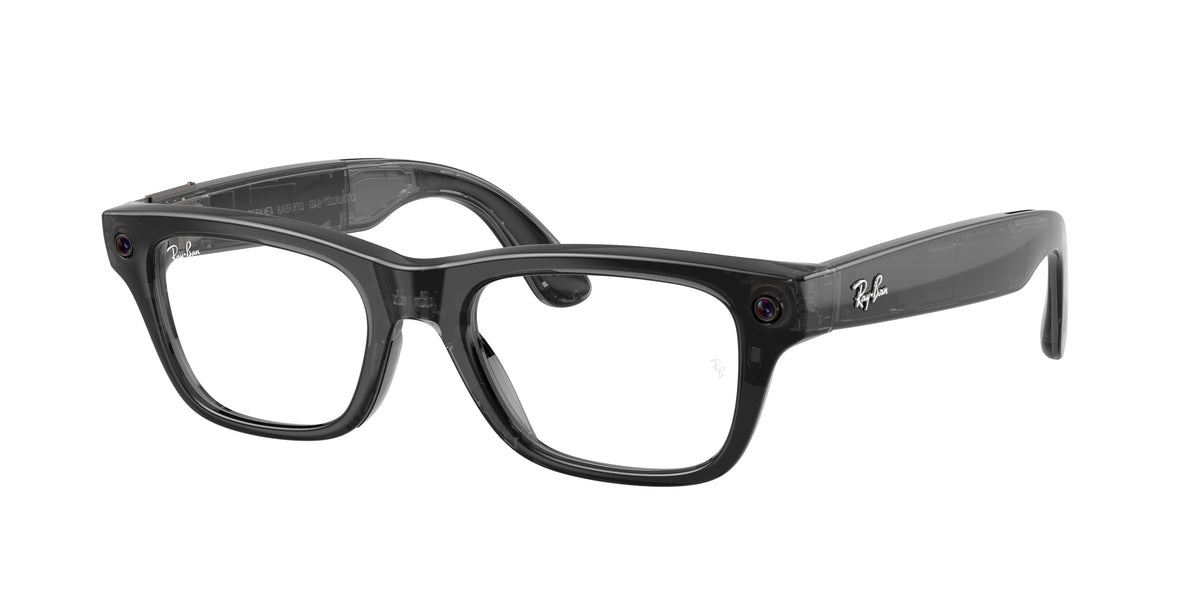 Ray-Ban Wearable 0RW7001 TRANSPARENT BLACK rectangle AI Glasses by Ray-Ban