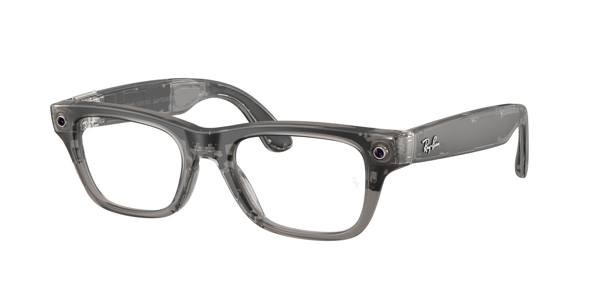Ray-Ban Wearable 0RW7001 TRANSPARENT ICE GREY rectangle AI Glasses by Ray-Ban