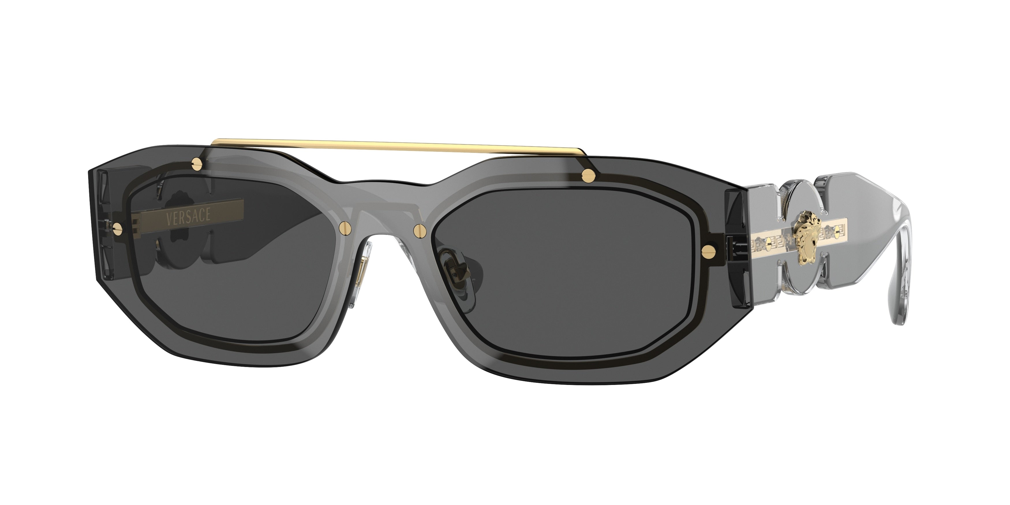 VERSACE 0VE2235 TRANSPARENT DARK GREY irregular sunglasses by VERSACE