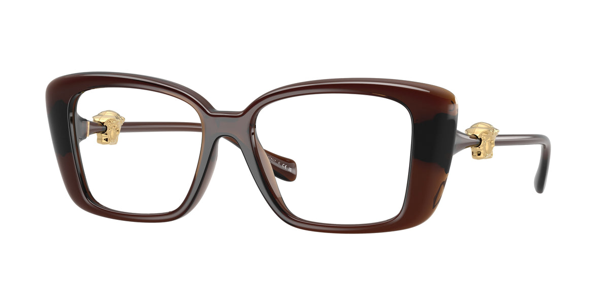 VERSACE 0VE3385U TRANSPARENT BROWN square glasses by VERSACE