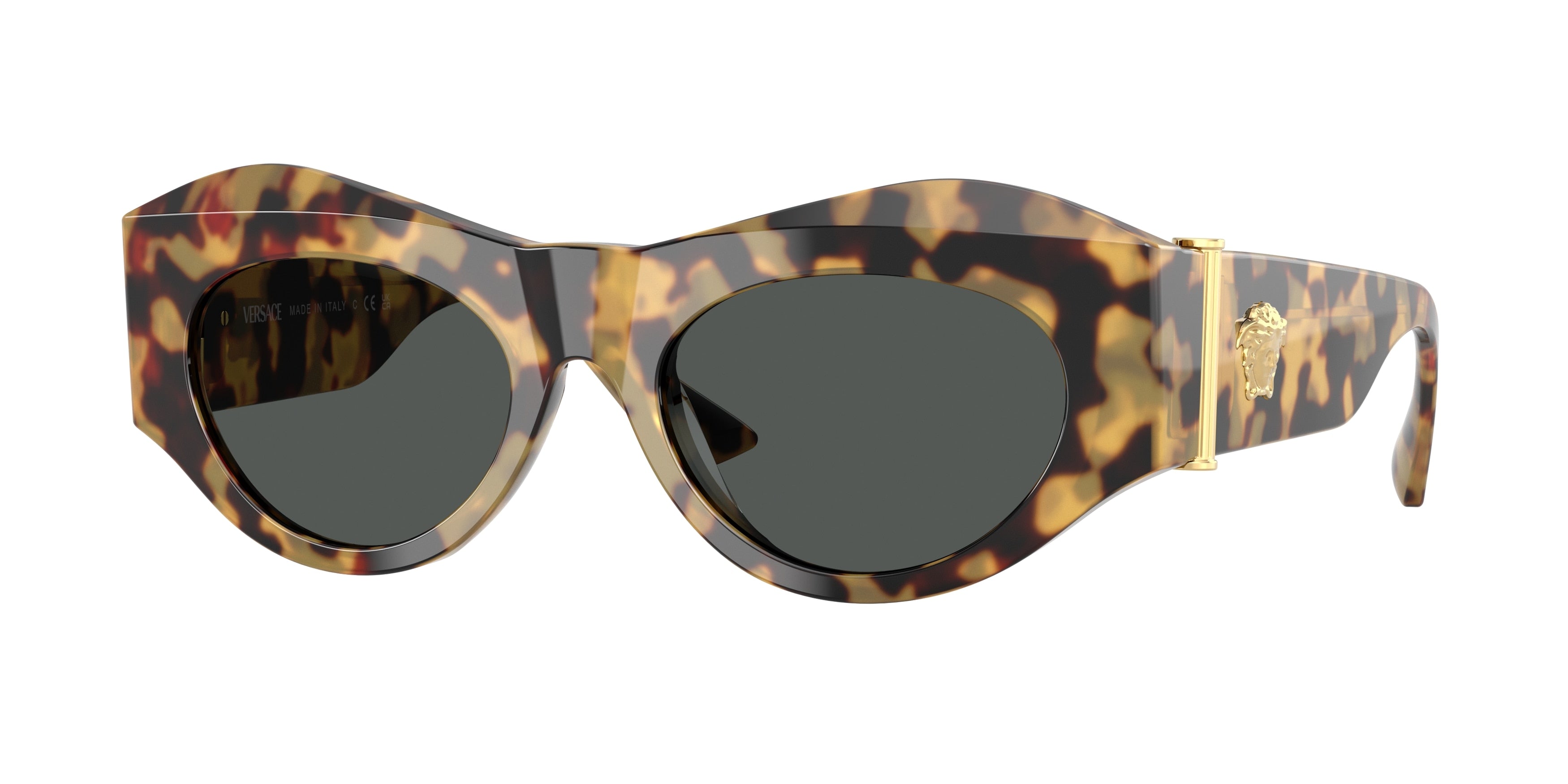VERSACE 0VE4477U BROWN/YELLOW HAVANA irregular sunglasses by VERSACE
