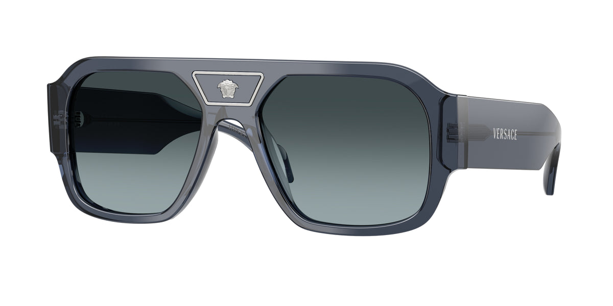 VERSACE 0VE4508U TRANSPARENT DARK BLUE square sunglasses by VERSACE