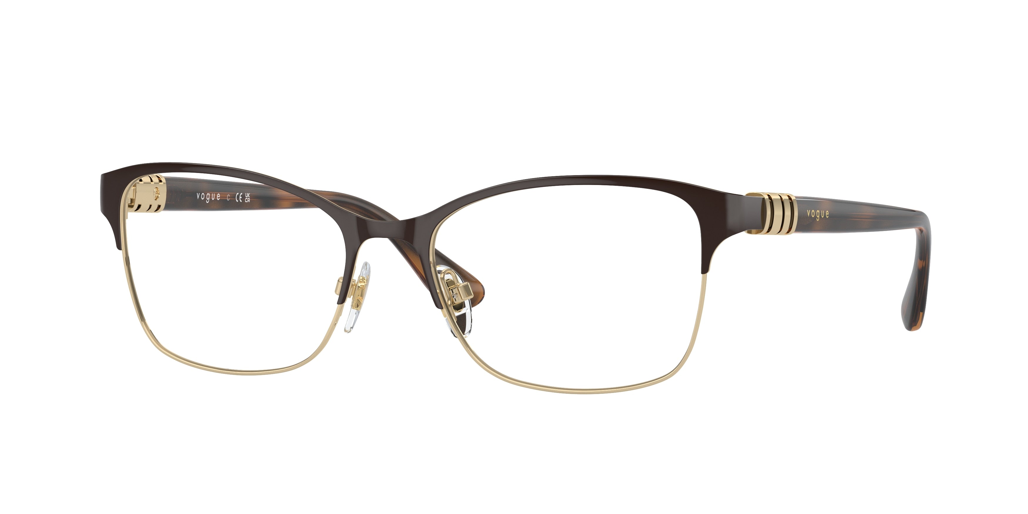 VOGUE 0VO4050 TOP BROWN/PALE GOLD rectangle glasses by VOGUE