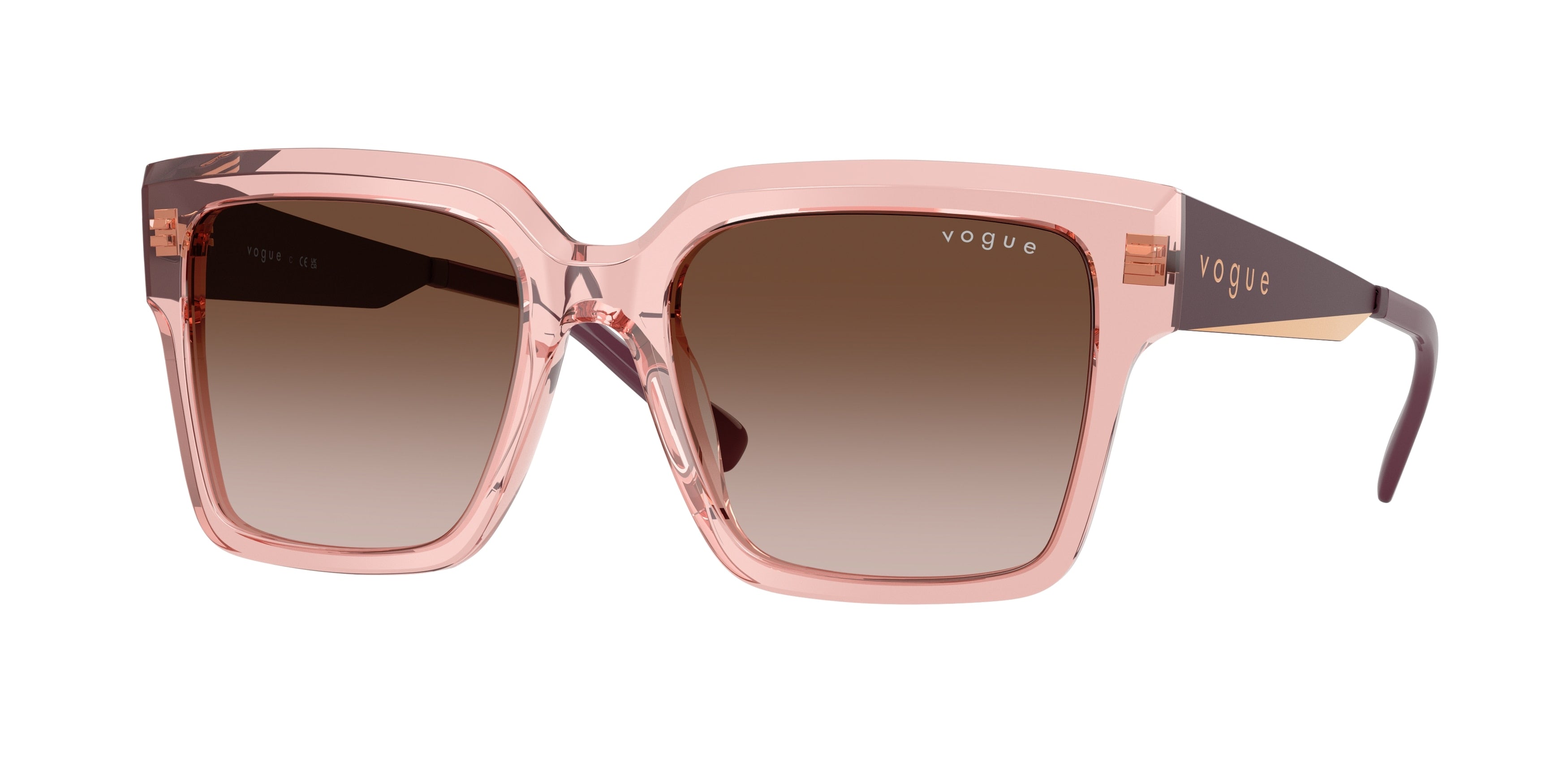 VOGUE 0VO5553S TRANSPARENT DARK PINK square sunglasses by VOGUE
