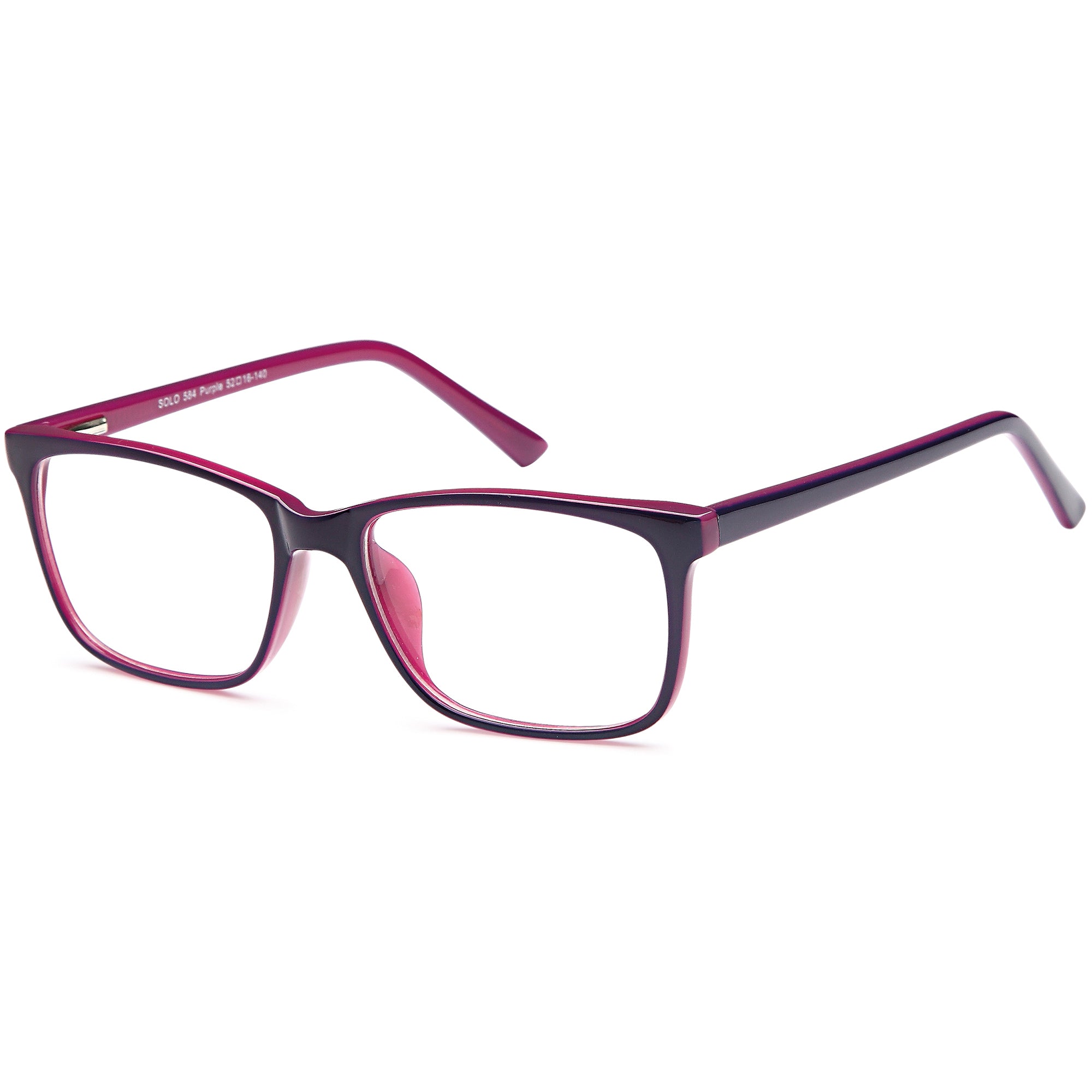 Solo SOLO 584 Purple Plastic Glasses – Unisex Full Rim Eyewear